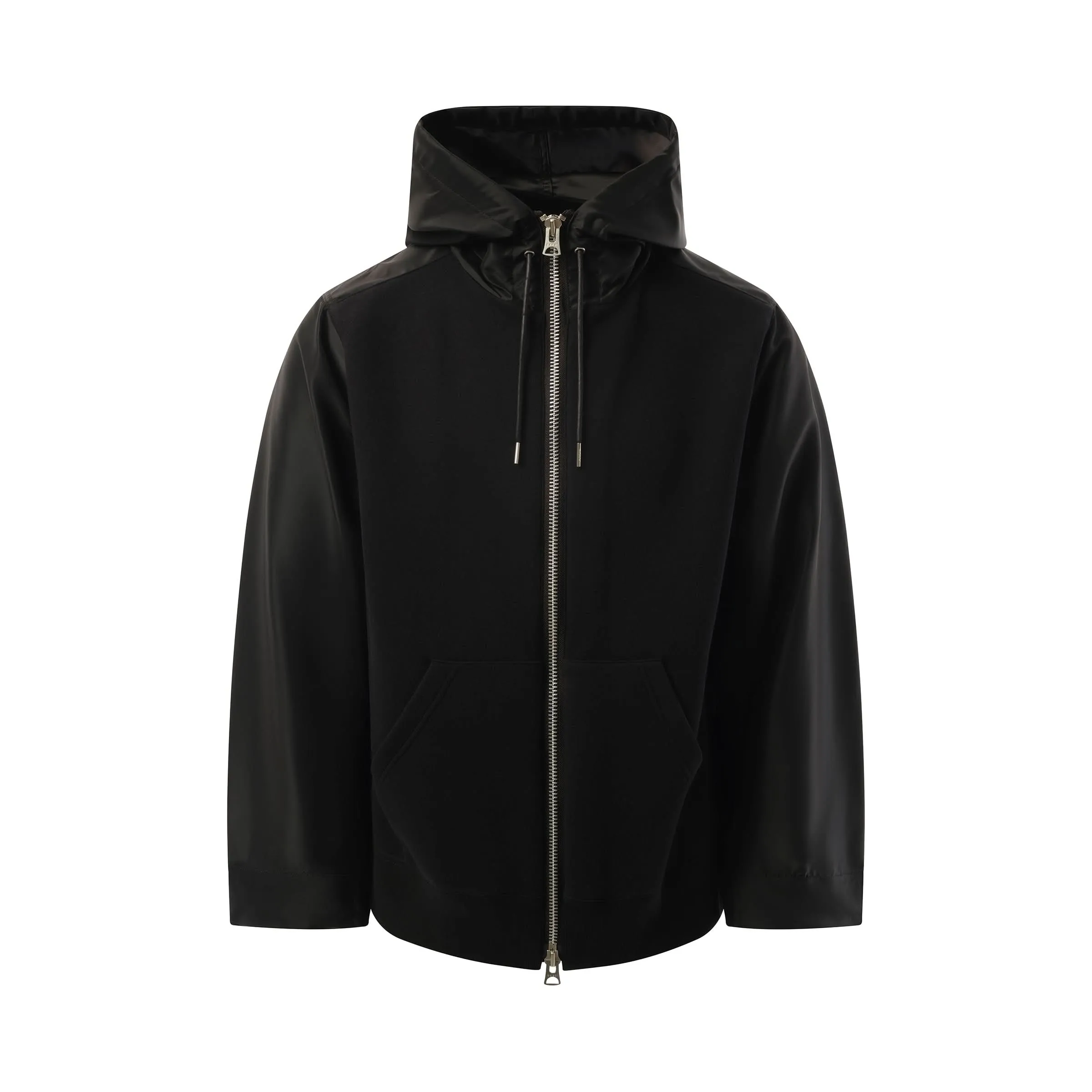 Balloon Nylon Twill x Sponge Sweat Hoodie in Black