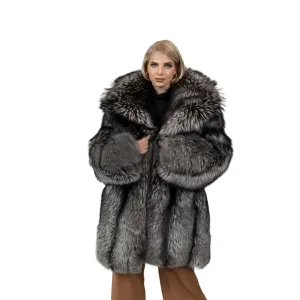 Luxe Silver Fur Coat