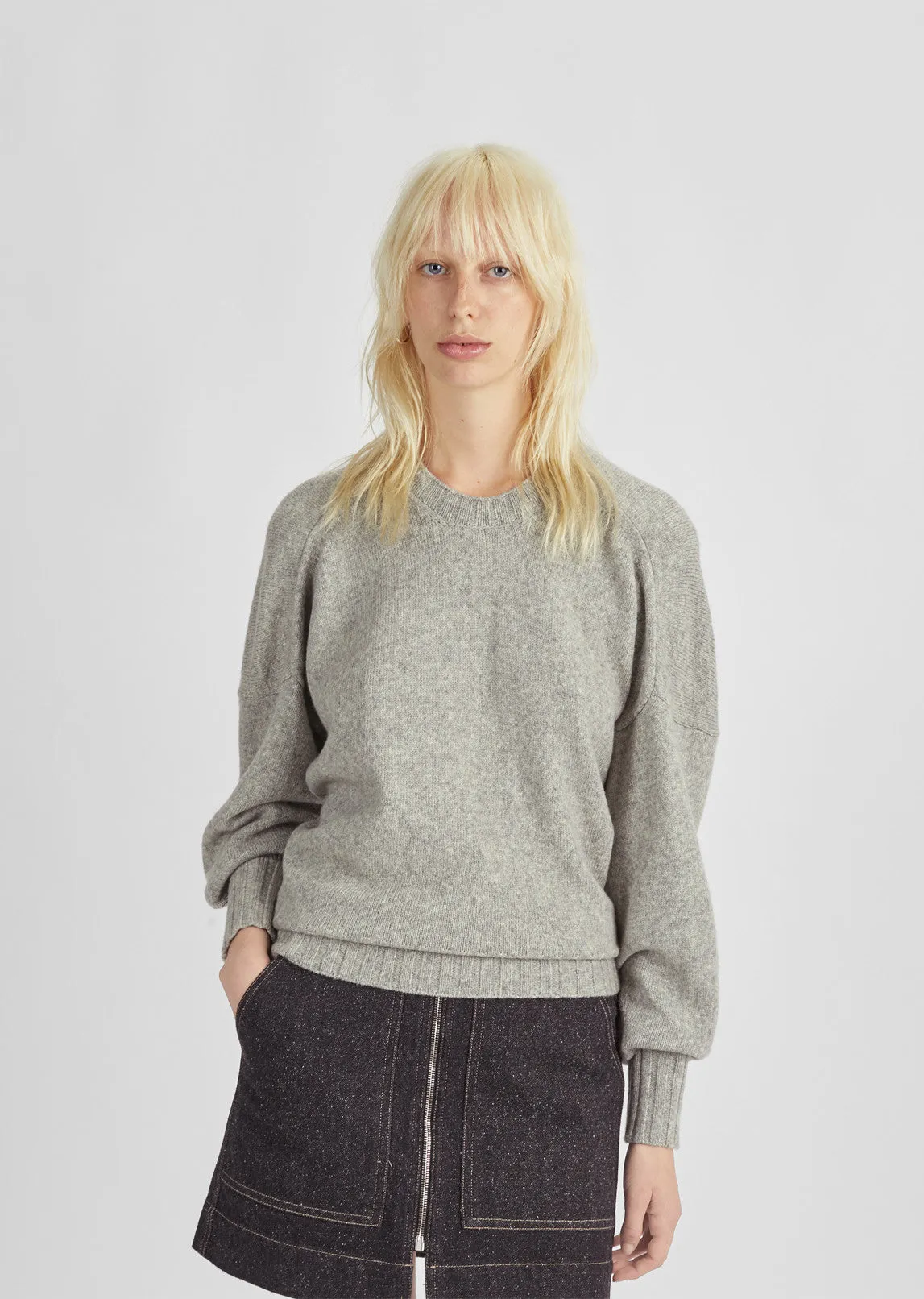 Pintucked Crewneck Sweater