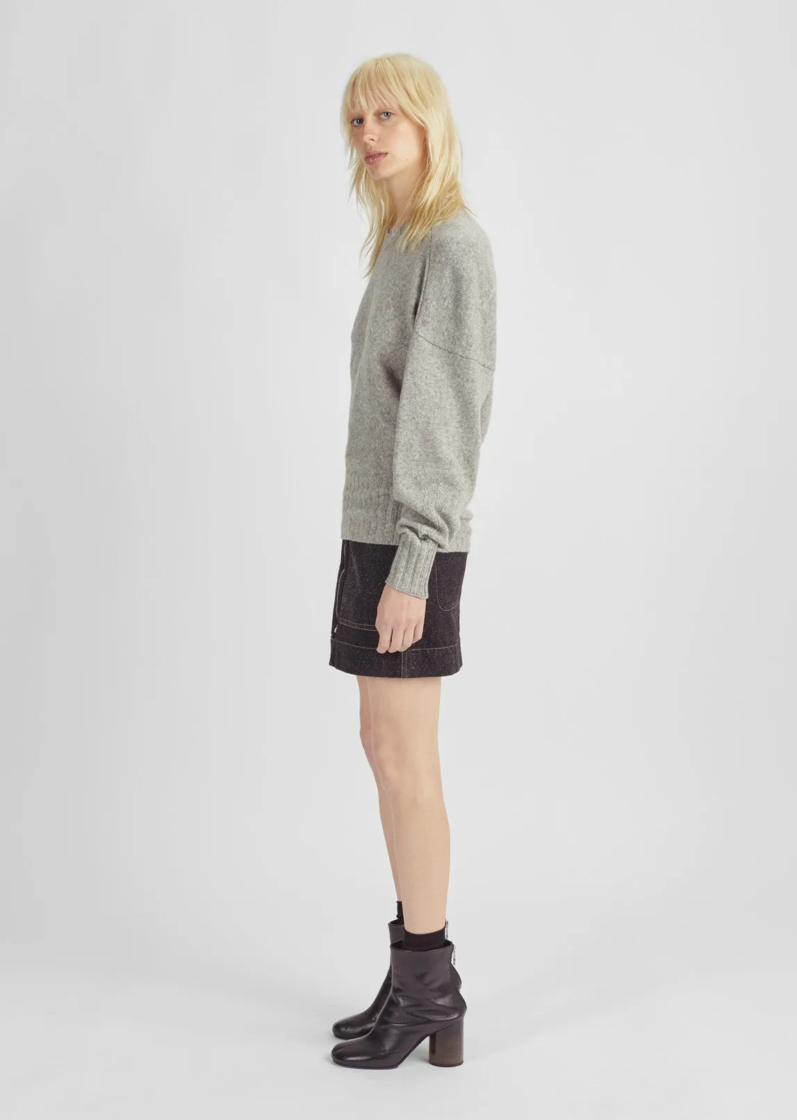 Pintucked Crewneck Sweater